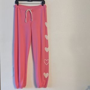 {Sundry} Brand New Pink Hearts Basic Sweatpants